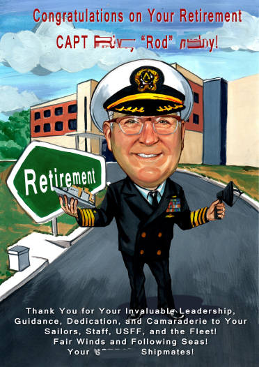 Navy captain retirement gift caricature