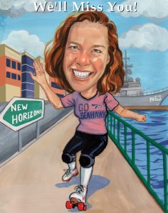 caricature retirement gift for navy staffer